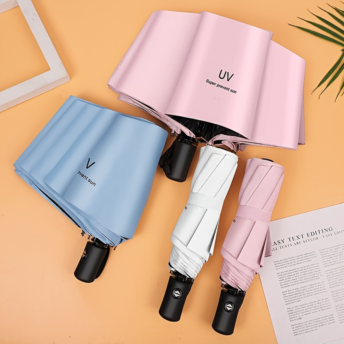 8 Ribs Extra Large Solid Color - Travel Umbrella Compact recension och pris