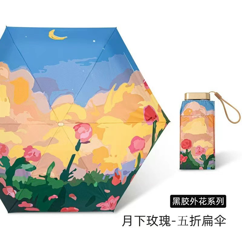 Oil Painting Style UPF50+ Sun  - Travel Umbrella Compact recension och pris