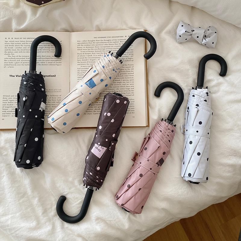 Polka Dot Folding Umbrella UV  - Travel Umbrella Compact recension och pris
